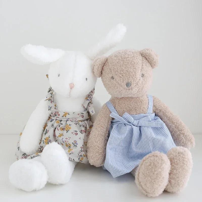45cm Soft Bear Rabbit Plush Toy Dressed Bunny Doll Hug Pillow Stuffed Animal Cartoon Bears Plushies Child Girl Gifts